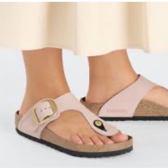 Birkenstock Gizeh big buckle sandals in pink nubuck leather - Picture 2 of 13